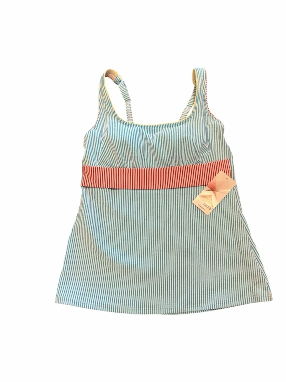 Lands’ End Seersucker Stripe Square Neck Nautical Underwire Tankini Size 4